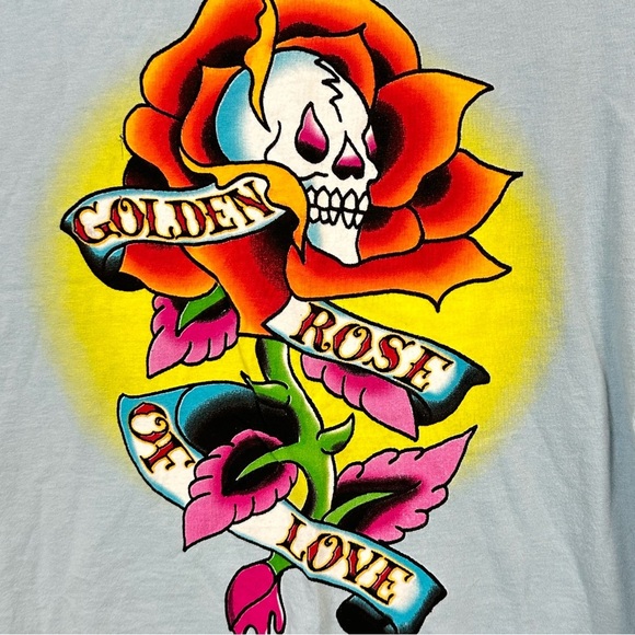 Vintage Y2K Ed Hardy Christian Audigier Golden Rose of Love Babydoll Tee Shirt S - Picture 4 of 11